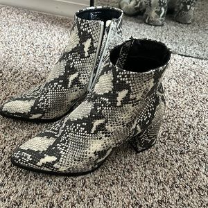 Faux snakeskin boots